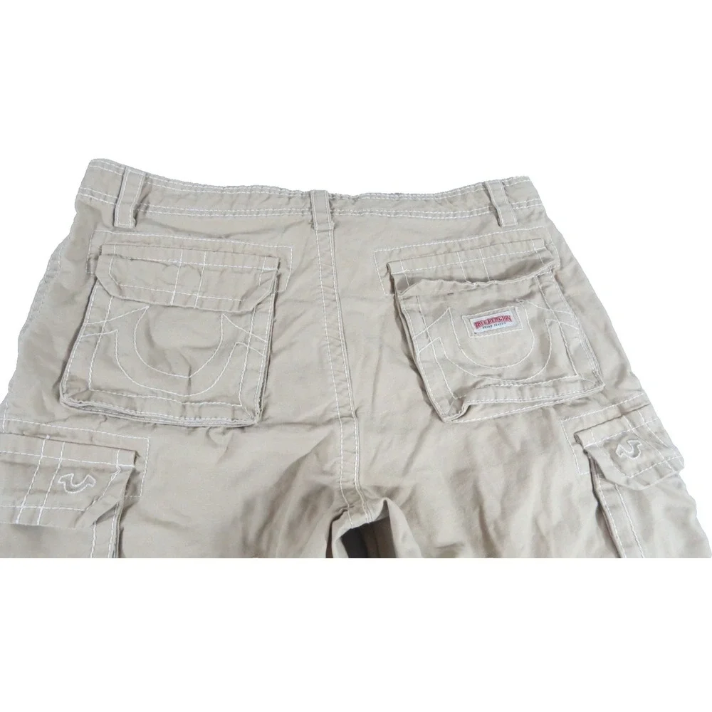 True Religion‎ Big T Non Denim Cargo Pants Khaki 34x31 Men Workwear Utility Rope